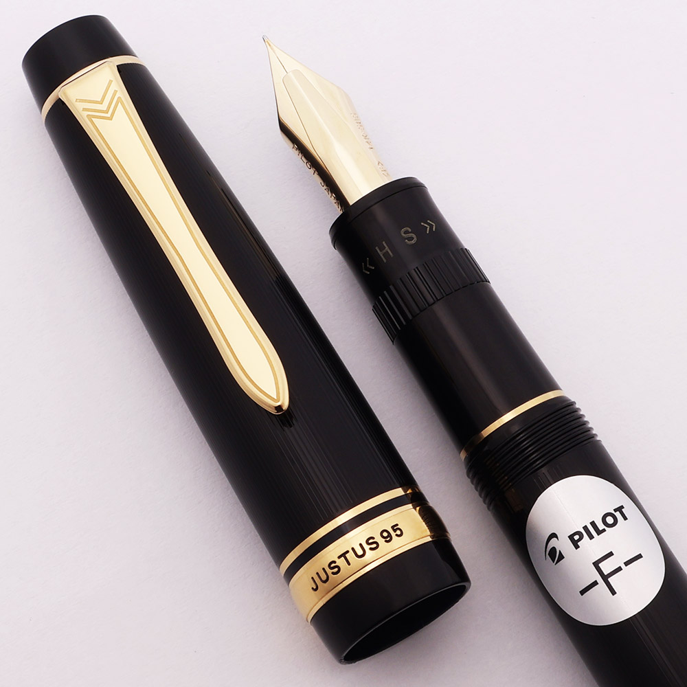 Pilot Justus 95 Fountain Pen - Black w GT, C/C, Adjustable 14k